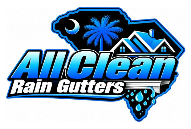 All Clean Rain Gutters logo — South Carolina palmetto and home with seamless gutters